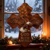 American Eagle Wooden Cross – God Bless America