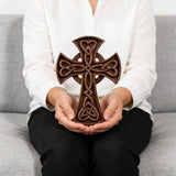 Celtic Love Cross Hand-Carved Wooden Wall Art: Faith, Unity, and Timeless Craft