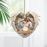 Nativity Scene Heart Angel Acrylic Ornament