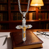 Titanium Steel Crucifix NecklacTitanium Steel Crucifix Necklace with Zircon | A Testament of Strength and Faithe with Zircon