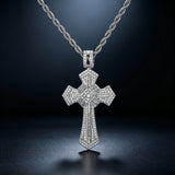 Iced Baguette & Round CZ Cross Pendant Necklace – Faith, Luxury & Statement Style