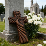 Holy Family wood icon decoration, Joseph, Mary, Baby Jesus, carved wooden cross, wall decoration