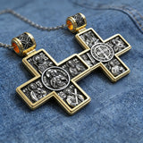 Double-Sided S925K Sterling Silver Sacred Heart and Saint Cross Pendant—Your Daily Spiritual Companion