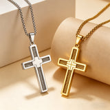 Modern Cable Wire Inlay Cross Pendant Necklace