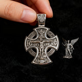 Double-Sided Silver Crucifix and St. Michael Pendant - craftsmanship detail