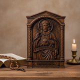 Sacred Heart of Jesus Hand-Carved Beechwood Relief - Divine Mercy Home Altar Decor