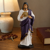 Handcrafted and Hand-Painted Beechwood Desktop Ornament: Sacred Heart of Jesus