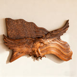 Eagle & Flag Wood Wall Plaque - Handcrafted American Heritage Tribute