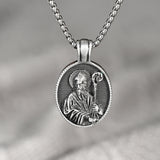 Pure Tin Saint Patrick Necklace,the Patron Saint of Ireland、Barbers、Engineers、Hairdressers、 Miners etc - BGCOPPER