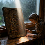 Holy family Nativity Wood Carving Gift Religious Byzantine Icon