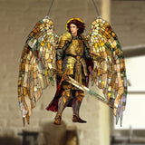 Archangel Michael Stained-Glass Style Acrylic Suncatcher: Divine Protection for Your Space đĄïž