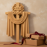 A Holy Testimony: Handcrafted Beechwood Crown of Thorns and Resurrection Shawl Cross