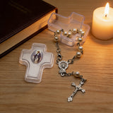 6mm Pearl Rosary Bracelet with Cross Case | Catholic Devotional Jewelry