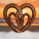 12-inch heart-shaped wood carving: carving time in the name of love