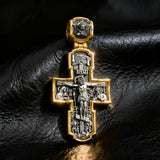 Orthodox S925K Silver Double-Sided Engraved Jesus Christ Crucified and Saints Orthodox Necklace