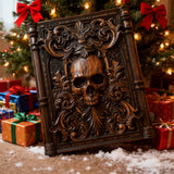 Ornate Skull Carved Wood Wall Art: Timeless Baroque-Inspired Decor