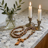 Wooden Medal Rosary with Cross