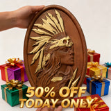 Native American Indian woman natural wood carving decoration, native day gift wooden home decor product image