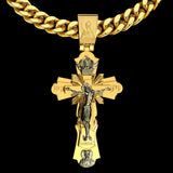 Gold-Plated Copper Crucifix Pendant with Jesus Christ and Religious Figures - BGCOPPER
