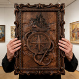Nautical Compass & Anchor Hand-Carved Wood Wall Art: Adventure Woven in Beechwood