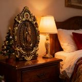 Religious gift with rich details of the wooden statue of Our Lady of Guadalupe