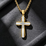 Brushed & Faceted Titanium Steel Cross Necklace – Modern Faith, Bold Devotion