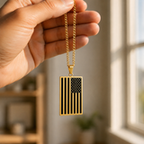 🇺🇸 American Flag Dog Tag Pendant Necklace