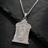 Our Lady of Guadalupe Temple‑Style Rhinestone Inlaid Stainless Steel Necklace