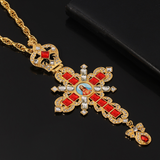 Sacred Heart of Jesus Ornate Zircon Cross Pendant Necklace