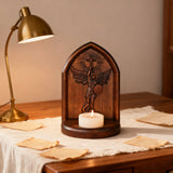 Archangel Michael Hand-Carved Beech Wood Candle Holder: A Sanctuary of Faith