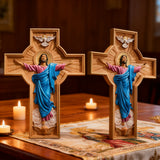 Bgcopper October New Release: Hand-Carved Painted Wood Cross — The Ascension of Christ
