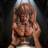 October Release | Beech Wood Sculpture of Jesus with Crown of Thorns A Reminder of Love for Christmas for Christian home decor and...