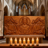 Trinity of Grace” Hand-Carved Jesus & Holy Spirit Wood Wall Art – 22.75