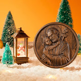 Joseph and Baby Jesus wood carving plaque - Father‘s day gift - BGCOPPER