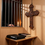 Bgcopper Lamb of God Wood Carving Cross Wall Decor - Paschal lamb