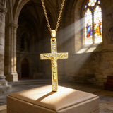 Zircon-Encrusted Jesus Cross Necklace: Faith Worn with Grace