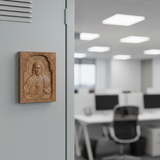 Sacred Heart of Jesus Hand-Carved Wood Magnet - 4 Premium Wood Tones for Home, Car & Office