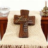 Ornate "Love" "Faith" "Hope" Wooden Cross, Solid Wood Cross