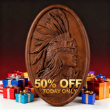 50% Off Today!Native American Indian woman natural wood carving decoration, native day gift