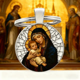 “Our Lady & Child” Stained Glass Style Keychain – A Daily Reminder of Maternal Grace