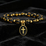 Cross Charm Beaded Stretch Bracelet – Faith, Hope & Timeless Devotion