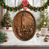 Our Lady of Fatima Wood Carving Decoration - Virgin Wall Pendant - BGCOPPER