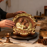 Bgcopper Holy family Nativity Wood Carving Gift Religious Family Wall Decor