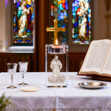 Jesus Crystal Engraved Candle Holder: Light & Faith in One