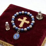 Our Lady of Mary Pendant Royal Blue Pearl Rosary Bracelet: A Wrist-Worn Reminder of Grace - craftsmanship detail