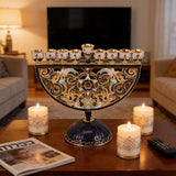 Hand-Painted Enamel Menorah (9-Branch Candelabra) - Christian gift presentation