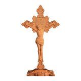 Wood carving of the Cross of the Order of Saint Benedict - with base - BGCOPPER