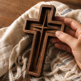 Hand-Carved Star of Bethlehem Wooden Cross – Christian Wall Decor & Faith Gift