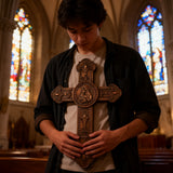 Wooden crucifix of the Virgin, Virgin Mary, Baby Jesus, religious wooden icon, wall crucifix, wall decoration