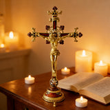 Hand-Painted Metal Jesus Christ Crucifix: Sacred Home Decor - size and finish detail